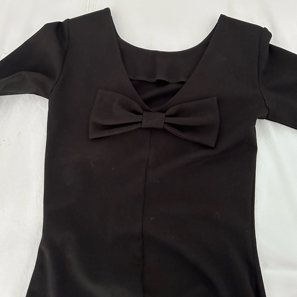 Amanda Uprichard Tight Long Sleeve Black Dress with Bow